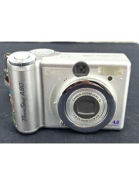 Canon PowerShot A80 4.0MP Flip Screen Digital Camera Bundle Software Cord Strap